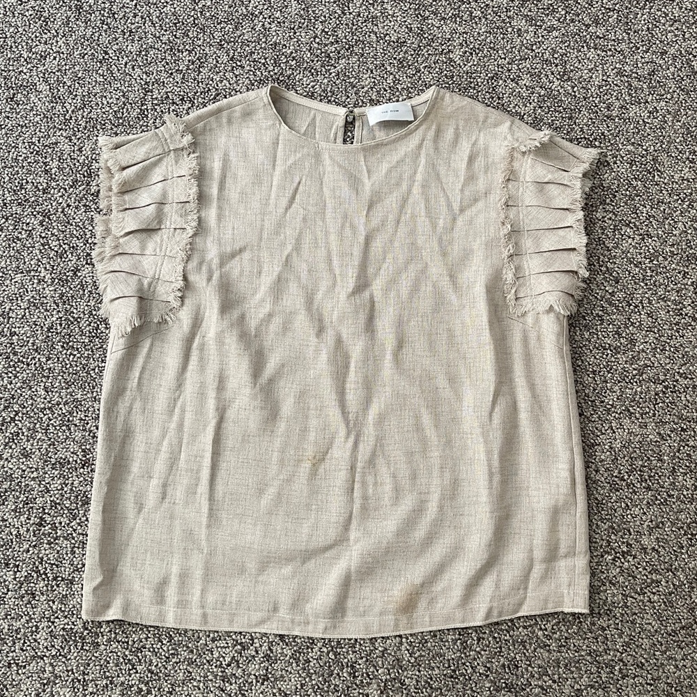 The Row Beige Frayed Edge Sleeve Top Shirt S